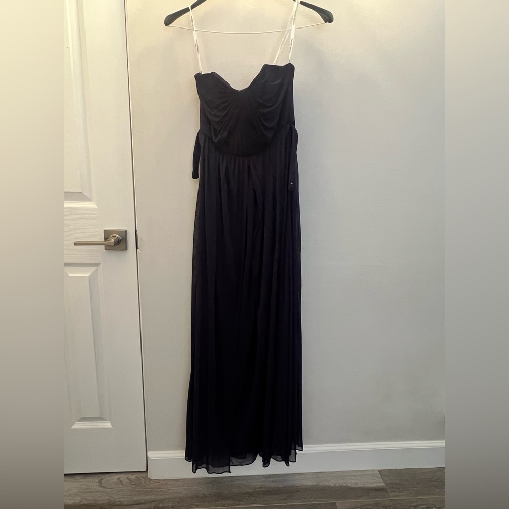 David's Bridal Elegant Strapless Navy Dress